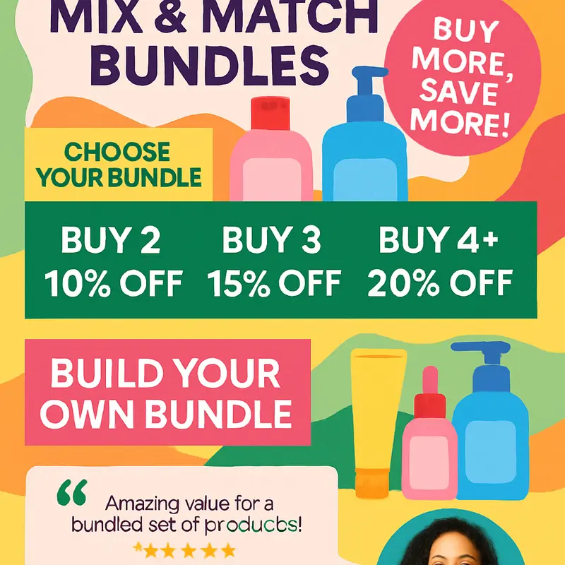 The backend view of a Shopify merchant setting up customizable mix and match bundles using apps and tools.