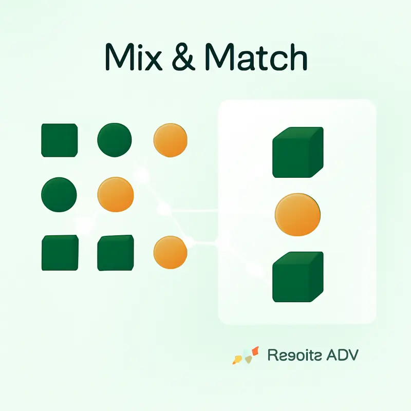 Screenshot-style visualization of a Shopify dashboard focusing on the Mix & Match Bundle options.