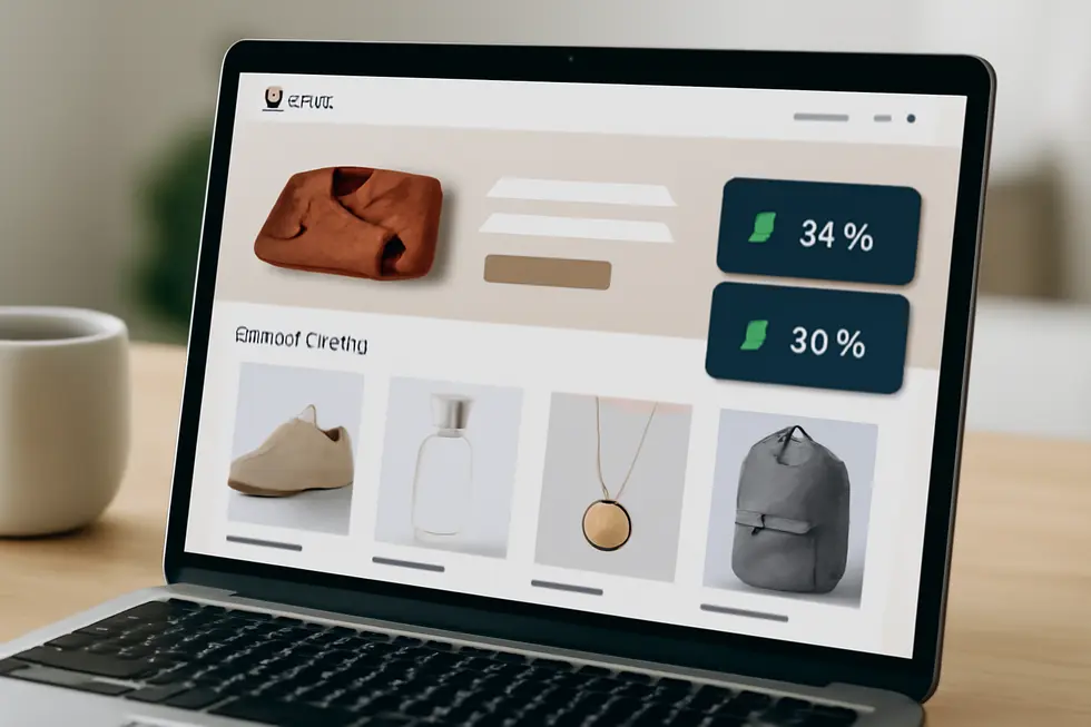 A Shopify store with a visual emphasis on upsell strategies and key revenue highlights.