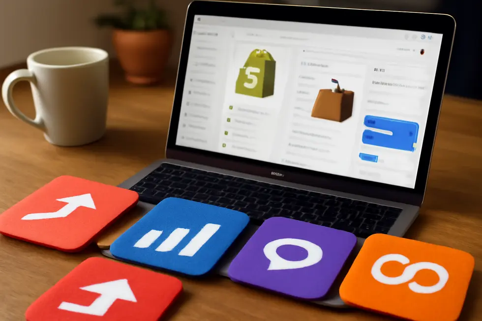 Combination of app logos representing Shopify upsell applications.